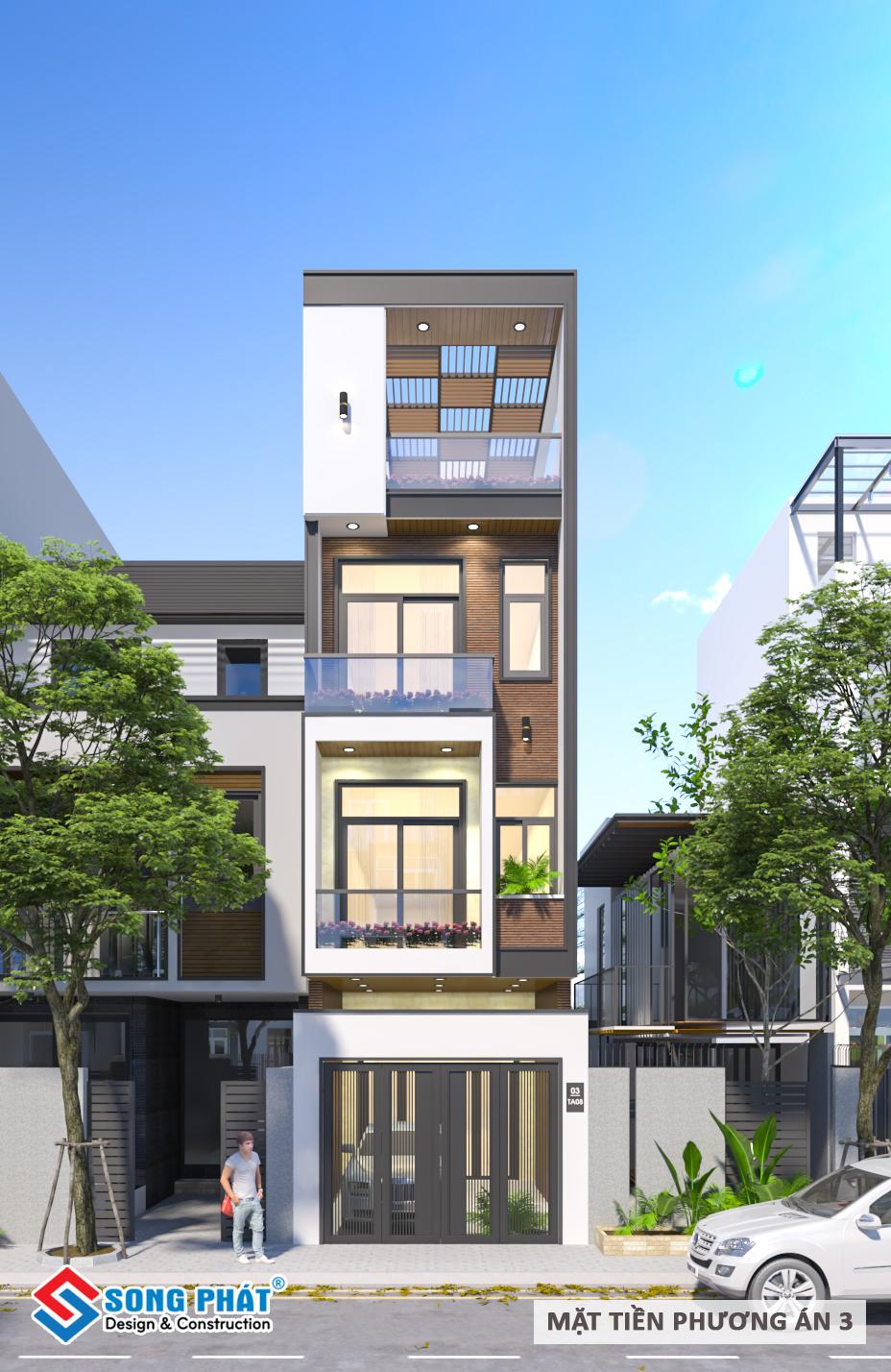 Mặt tiền nhà 4x20m 3 tầng sân thượng.