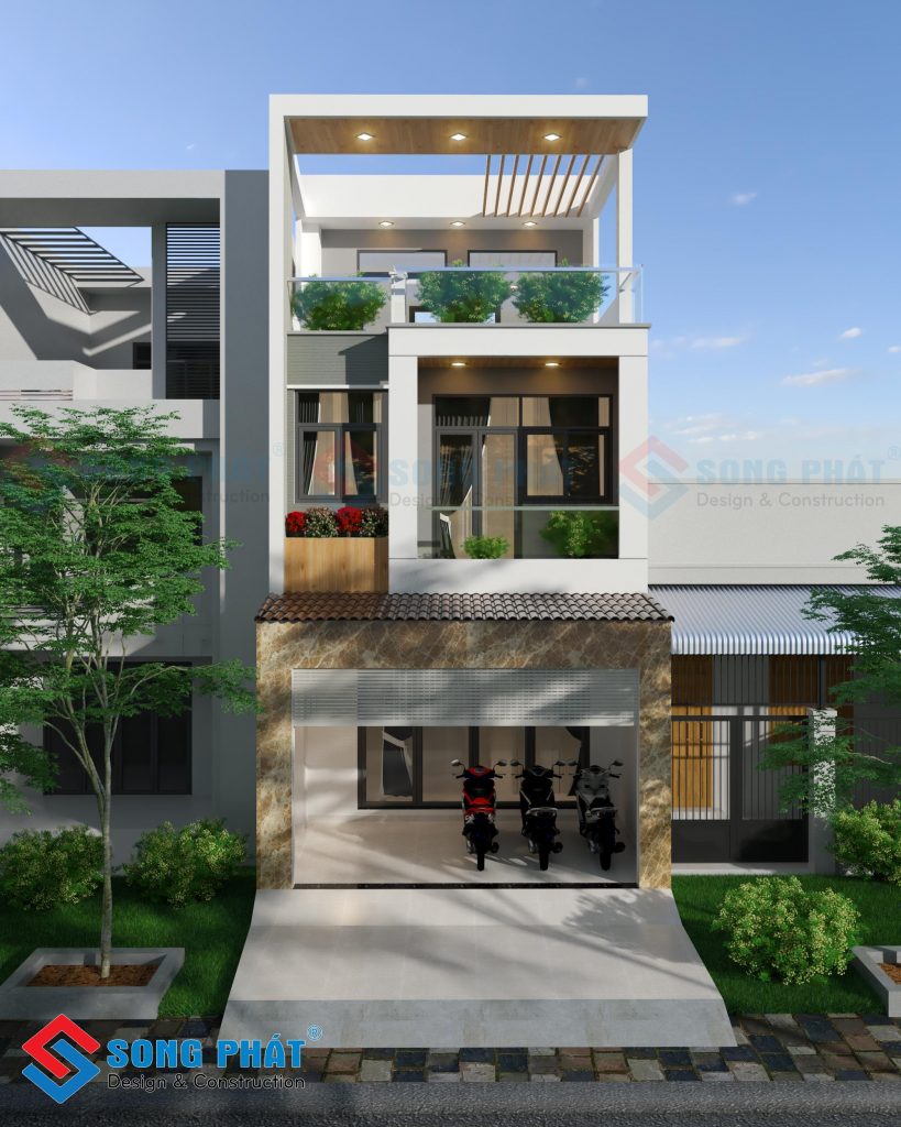 Mẫu nhà trên mảnh đất xéo và méo.